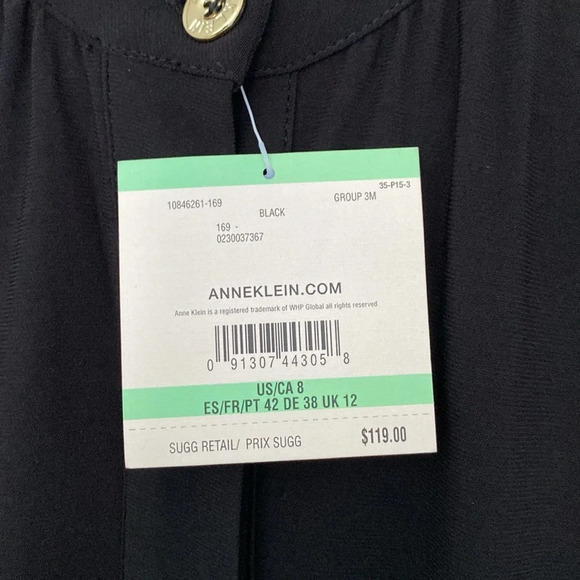 NWT, Anne Klein Black Midi Dress Size 8 - Picture 6 of 10